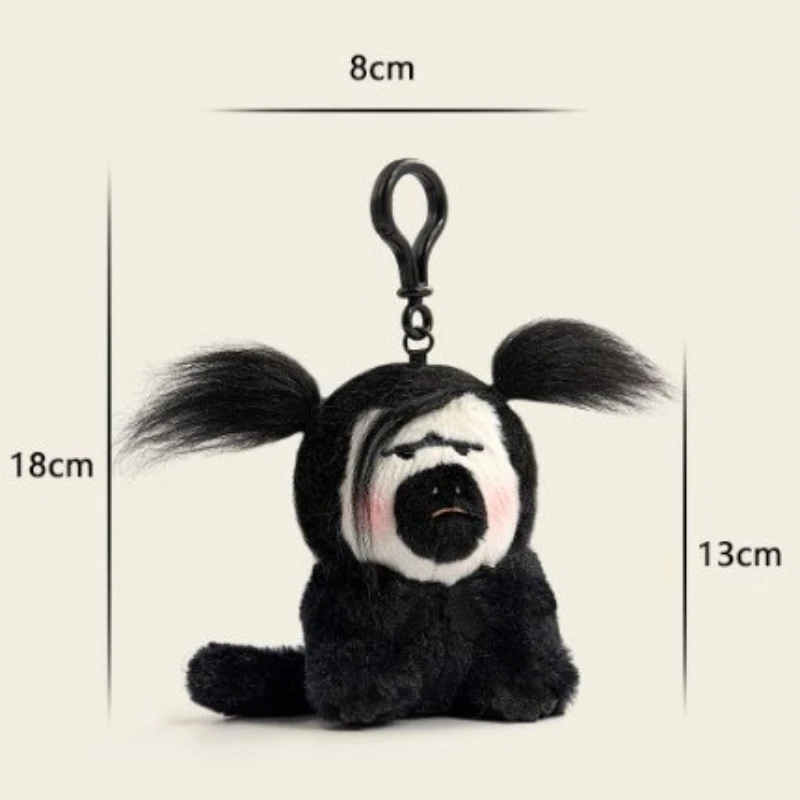 Witte monnik geconfronteerde aaphanger met rommelig kapsel Creatieve poppen Rugzak Vercharterde auto's Sleutelhangers DIY-kapsels beschikbaar