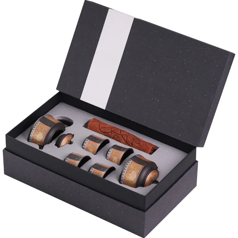 High-end purple sand kung fu tea set company enterprise meeting room business tea pot tea cup master cup souvenir