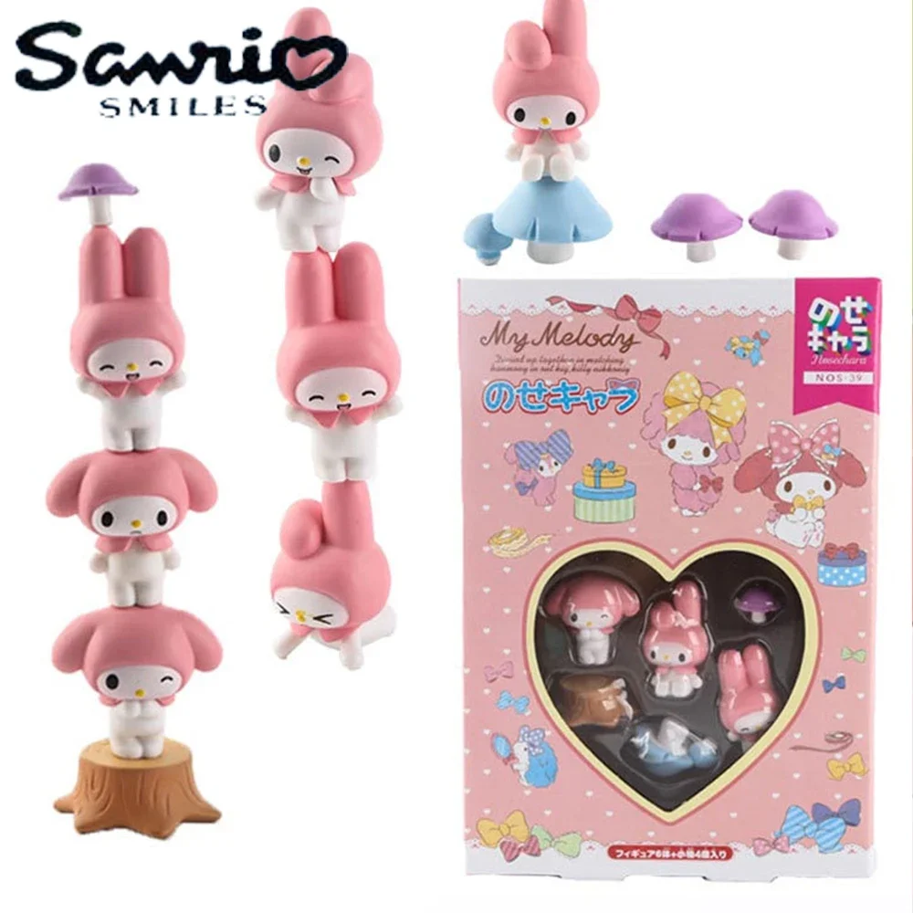 Melody 4Cm Figure  Sanrio Anime Kawaii Mushroom Doll Cake Decorative Decoration DIY Model Christmas Toy Gifts For Children