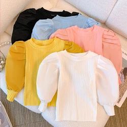 Girls White Long Sleeve T-shirt  Shirt Princess Shirt for Tddler Girl Sweet Pullover Casual Shirt Children Tops Pullover