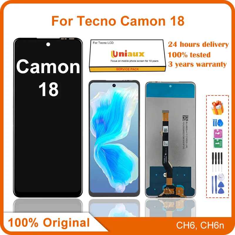 

Для Tecno Camon 18, ЖК-экран мобильного телефона в сборе, замена сенсорной ЖК-панели