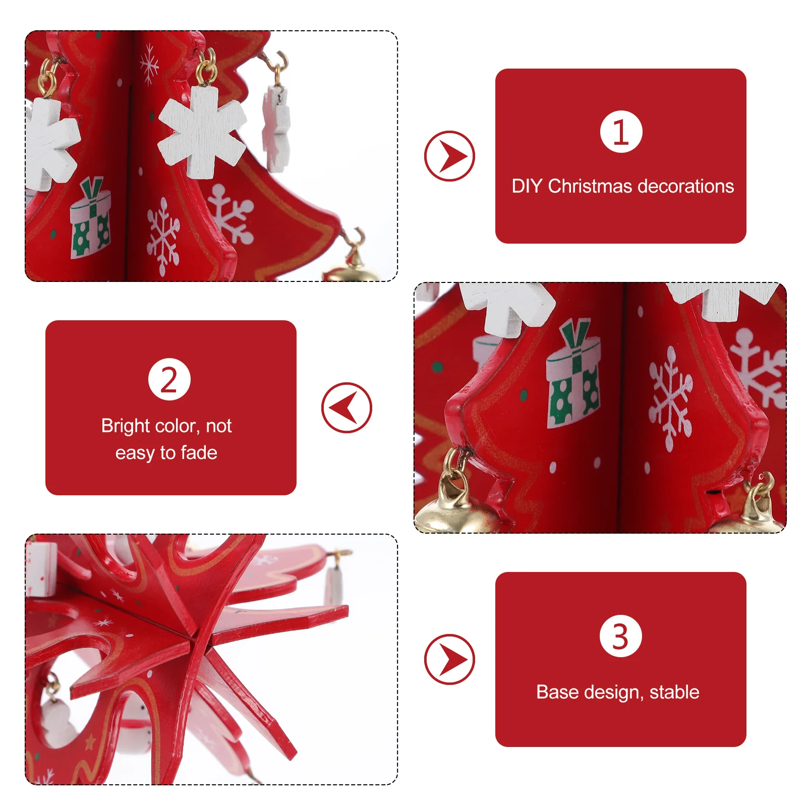 

BIUDECO Wooden Christmas Tree 3D Puzzle Xmas Window Decor Desktop Mini Model Holiday Tabletop Ornament