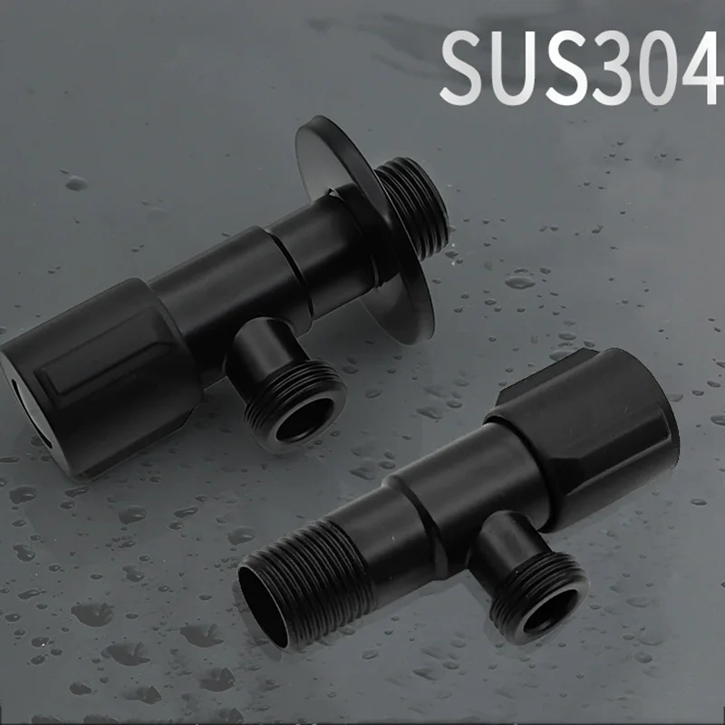 Black Stainless Steel Triangle Valve Hot And Cold Water Stop Valve Copper Core Bathroom Kitchen Toilet Sink For Bathroom Tool