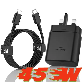 초고속 충전 UK EU GB AC USB C PD 벽 충전기 전원 어댑터, 삼성 S23 S24 울트라 Htc LG 안드로이드 폰용, 45W 