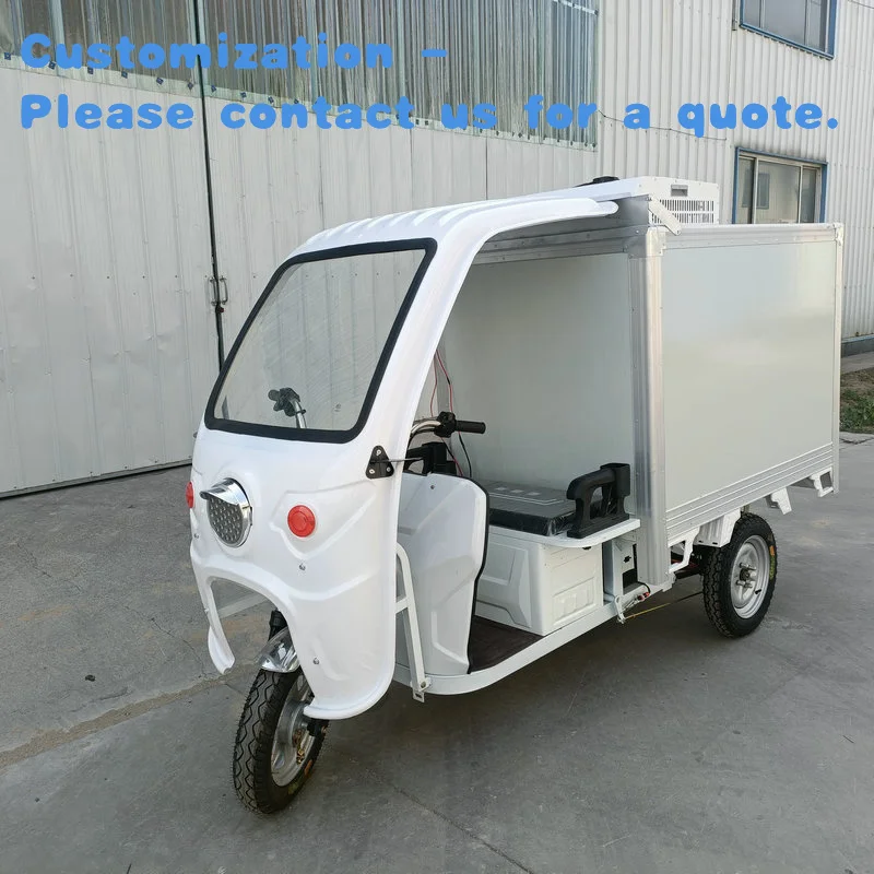 custom.New Box-Type Enclosed Transport Truck Tricycle Refrigerated Van 1500W 400kg-Keeping Heat Preservat