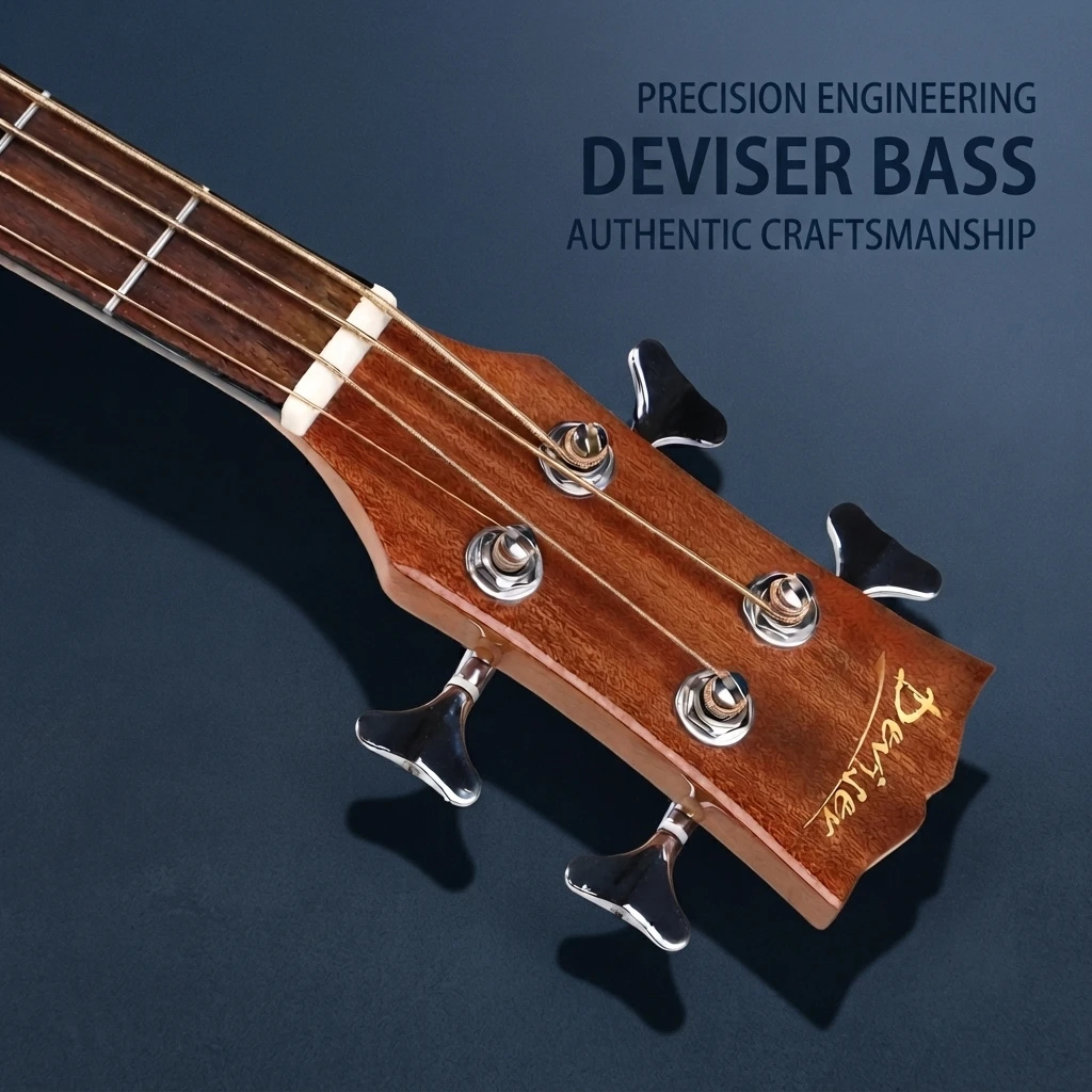 4 String Cutaway Acoustic Bass Guitar, Solid Top, Dark Back Sides, Natural Wood Finish, Chrome Tuners, Dot Inlay Daily Practice