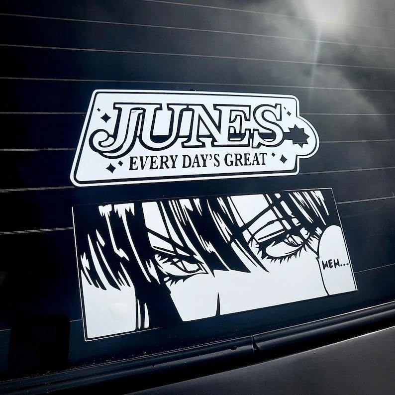 For Anime Eyes Vinyl Decal | Manga Panel Box Slap Sticker JDM Itasha Japanese Style Black and White Comic