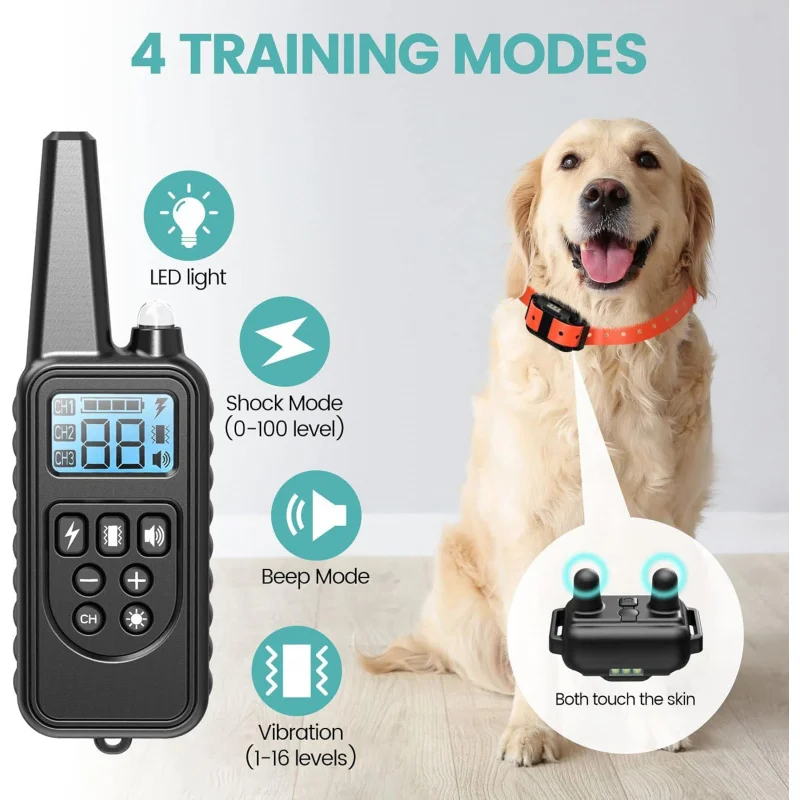 Remote Control Dog Training Collar 260ft Range Beep Vibration Waterproof for Small Medium Large Dogs with Anti-Lost Light