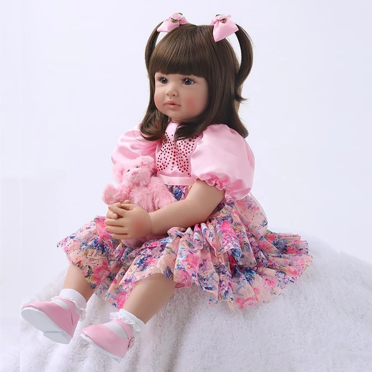 

24-Inch Realistic Cute Princess Doll With Long Hair, High Quality Soft Vinyl Silicone + Cloth Body, NP1811 Handmade Reborn Doll