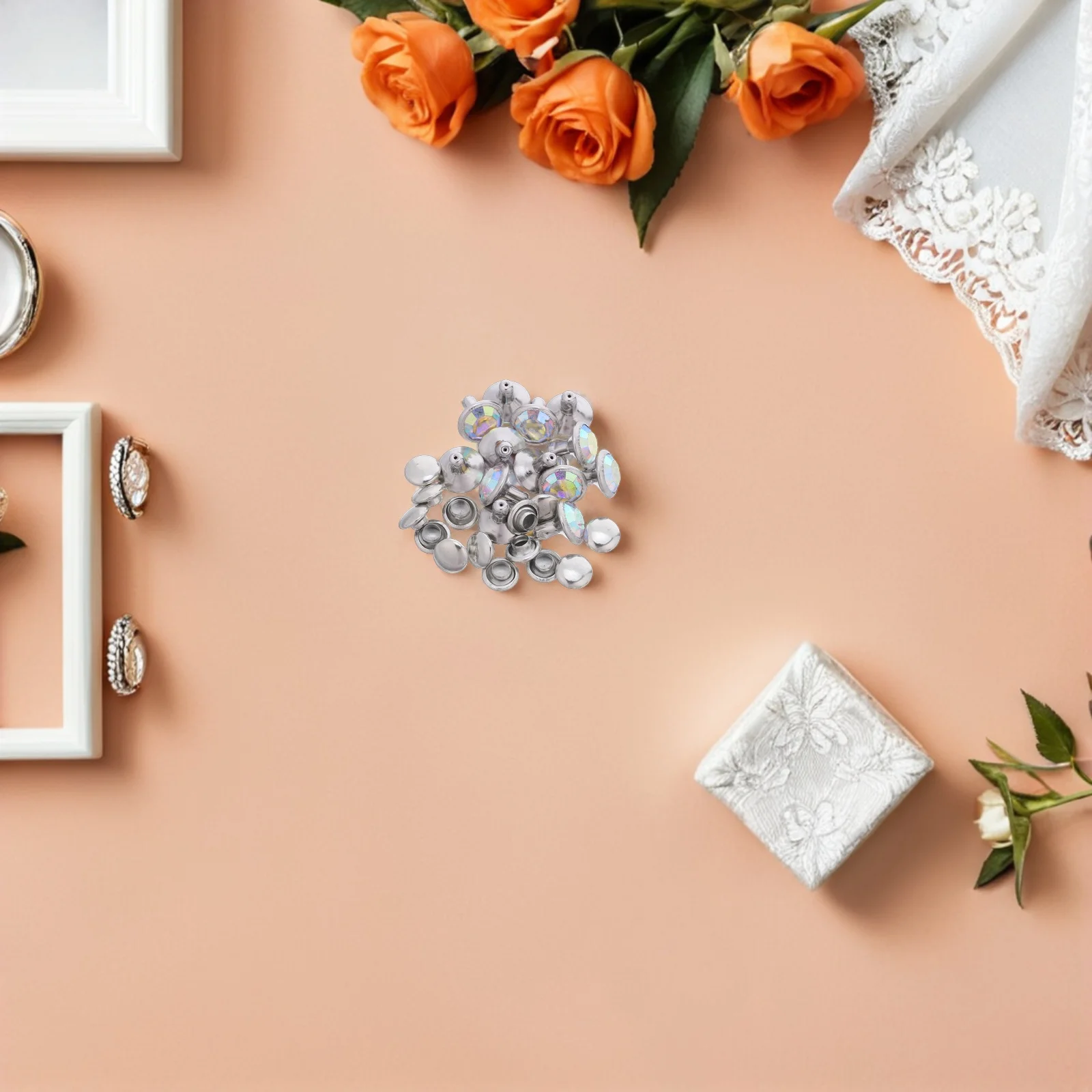 

30Pcs Rhinestone Rivets Crystal Decorative Studs 8mm Double Cap Leathercraft Rivets for DIY Clothing Accessories