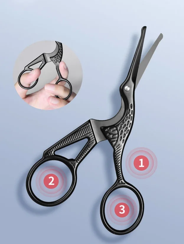 Gesichtshaarschere, abgerundet, professionell, Edelstahl, Schnurrbart, Nasenhaar, Bart, Augenbrauen, Wimpern, Trimmen, Clippers – Detail 10
