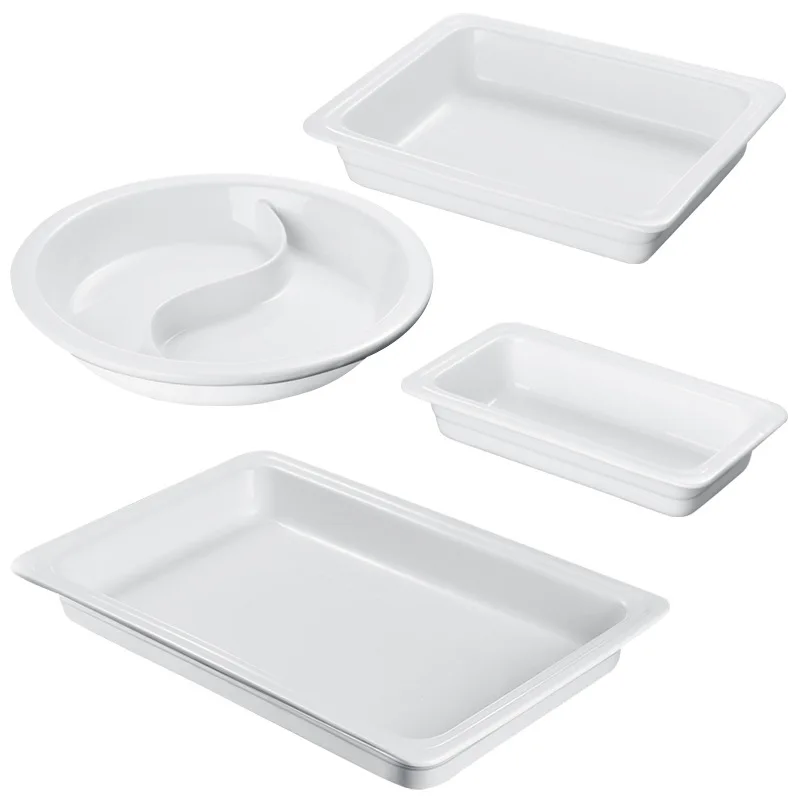 

Thickened ceramic basin Buffet stove Food ceramic plate Round square