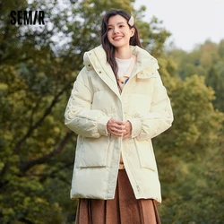 Semir Down Jacket Women Mid-Length Hooded Waist-Adjusting Warm Fashion Winter Loose Texture Niche Gentle Series Coat