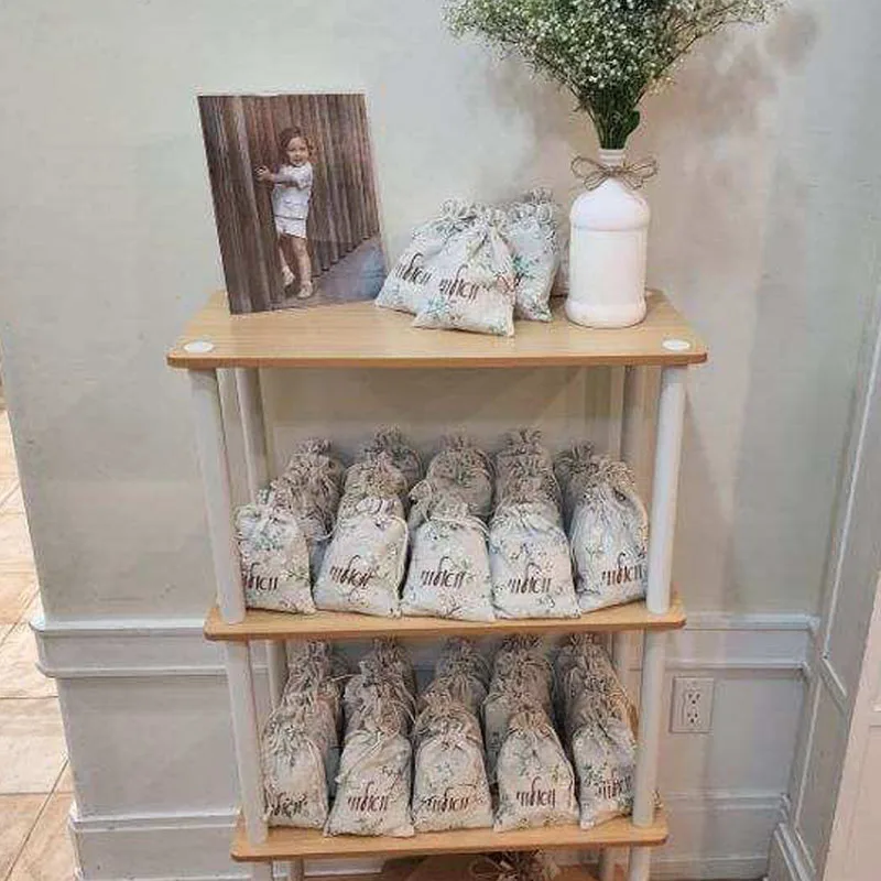 Custom Linen Gift Bags 7x9cm 9x12cm 10x15cm pack of 50 Wedding Birthday Party Candy Logo Dust Sack Jewelry Jute Gift Bags