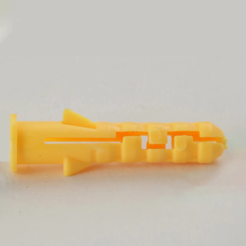 

200pcs M6x40 Plastic Expansion Tube Kit Yellow Wall Anchors Drywall Pipes Round Ribbed High Toughness Impact Resistance Long