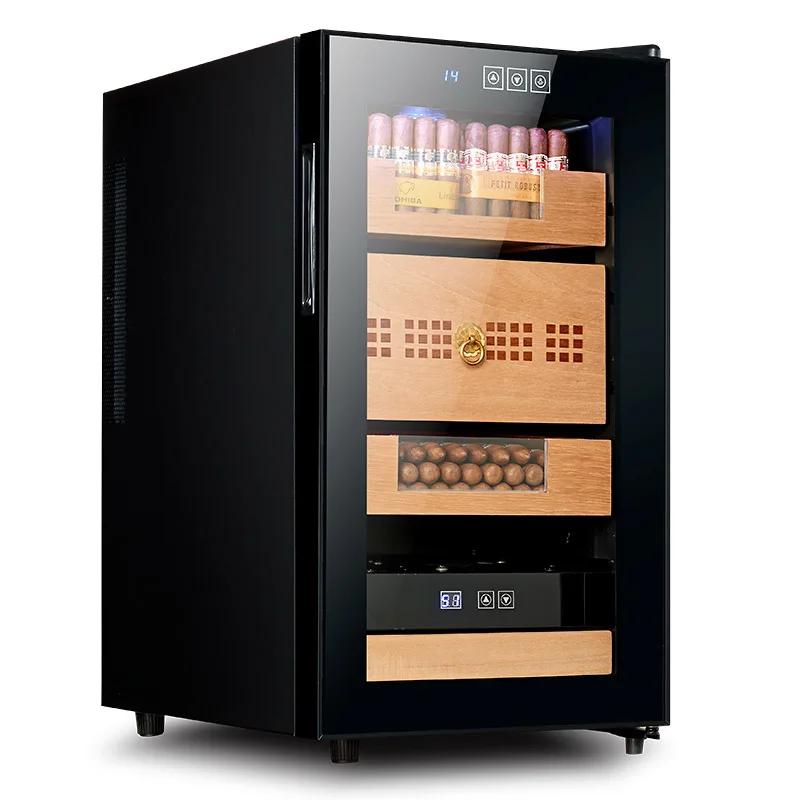 Electric cigar refrigerator can hold 200-500 cigar cooler, cedar wood humidor, adjustable temperature and humidity control cigar