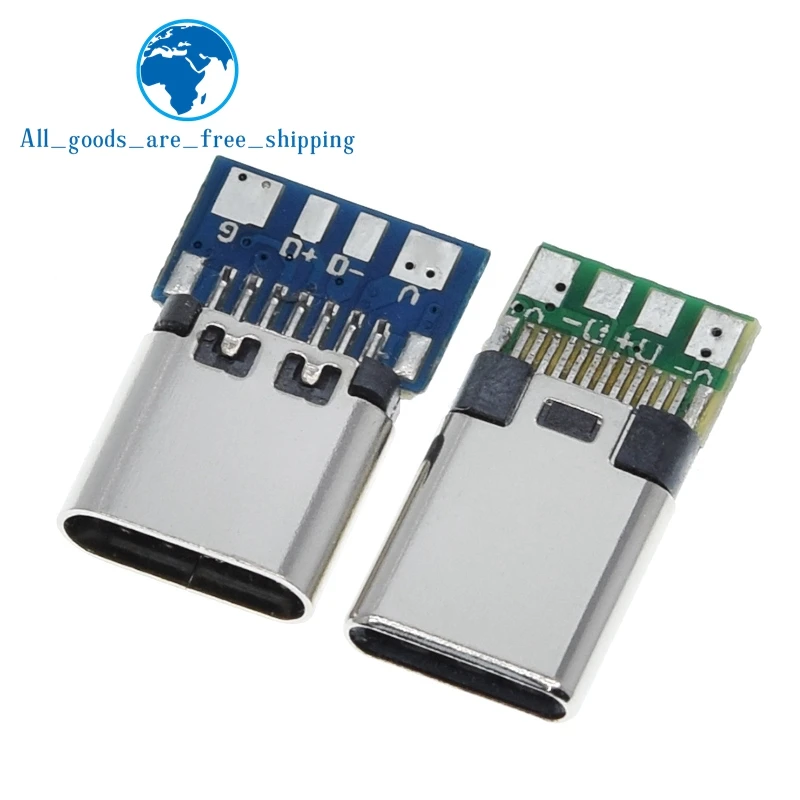 10PCS USB 3.1 Type-C Connector 12 24 Pins Female/Male Socket Receptacle Adapter to Solder Wire & Cable 24 Pins Support PCB Board