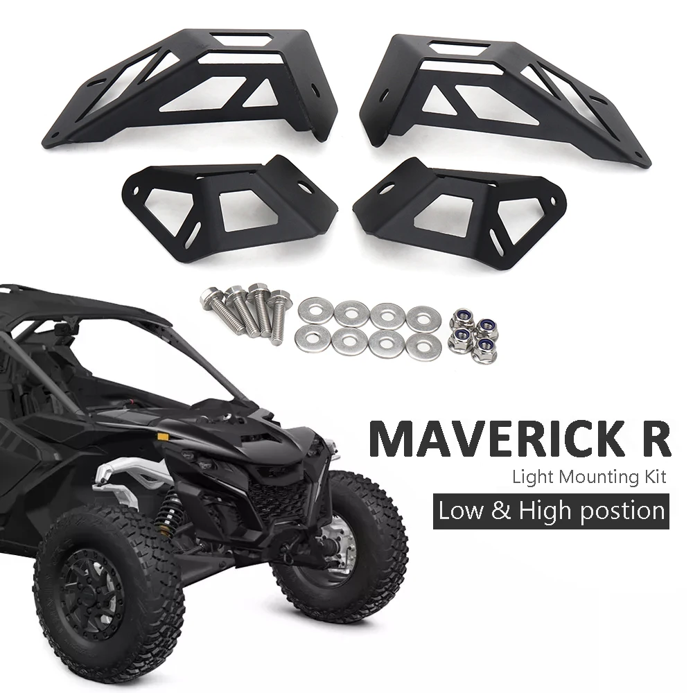 

For CAN-AM MAVERICK R For Can-Am Maverick R 2024- New Off-Road LED Light Bar Mounting Bracket Kit UTV Truck Light Mount Black