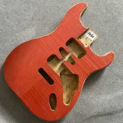 FB926  Unfinished Red Flamed Maple With Basswood Top 6 Strings ST Electric Guitar Body HSH Pickups Tremolo Bridge DIY part