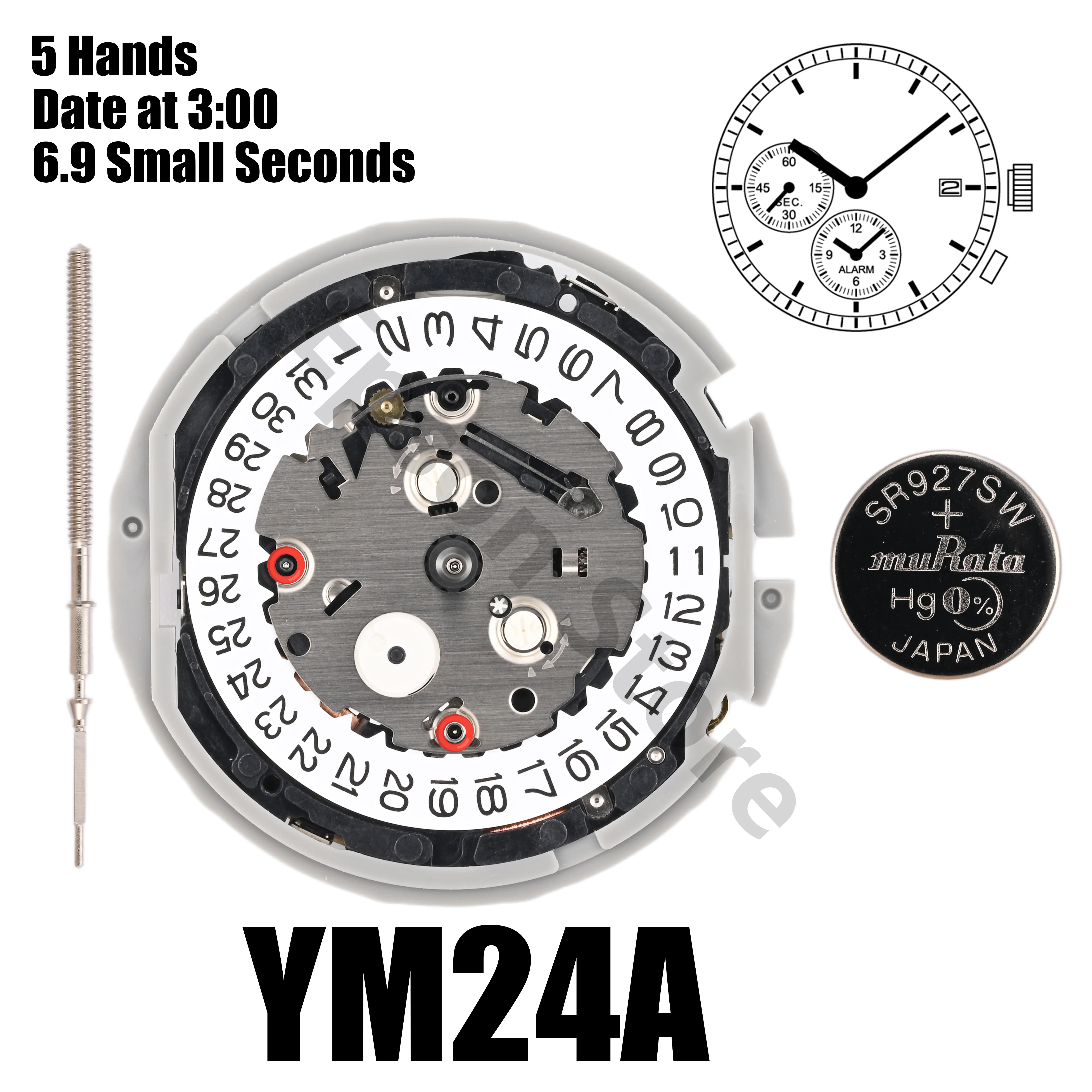 YM24 Movement YM24A Movement  World Time& Alarm Series YM24A Quartz Movement  Size:12