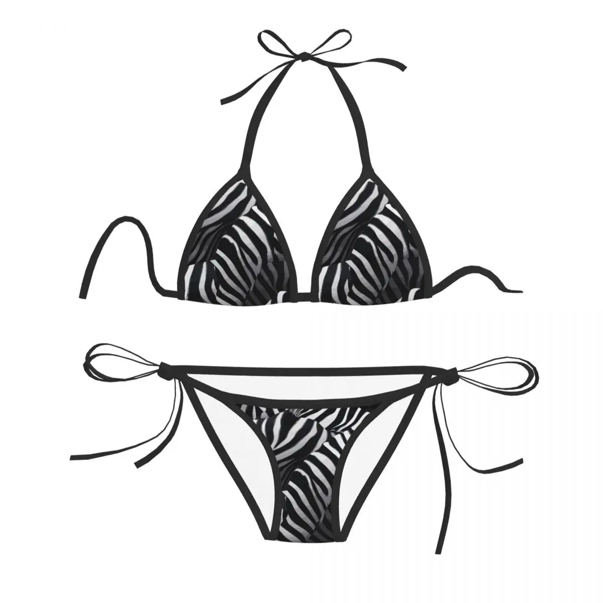 

Zebra Print Women's Dominica Flag Bikini Sets Vacation Outfits Swimwear 2 Pcs