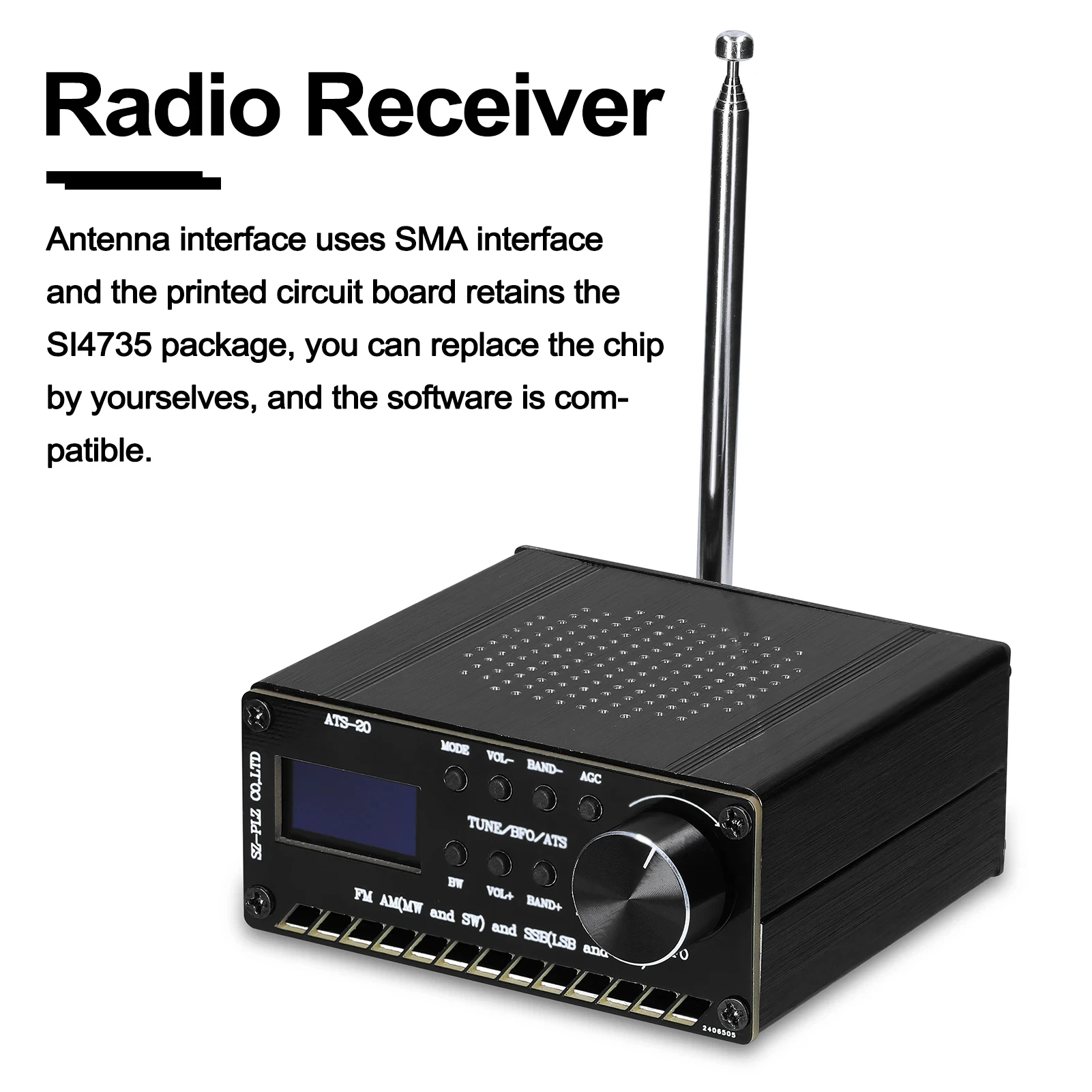 ATS-20 SI4735 Volledige golfbandradio-ontvanger FM AM (MW & SW) SSB (LSB & USB) die commerciële amateurradiobanden bedekt