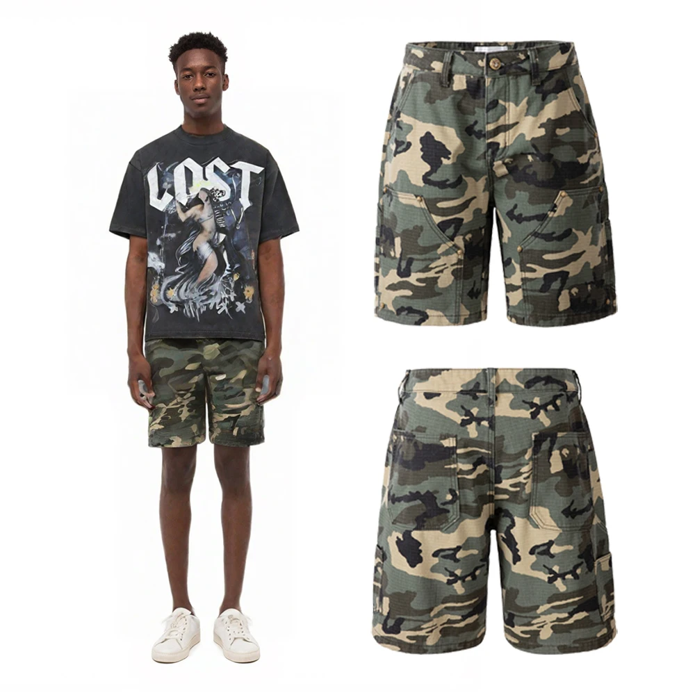 

Summer Clothing Men's Camouflage Cargo Shorts Pants Street Wear Retro High Street Style Casual Functional Oversized Shorts Pants