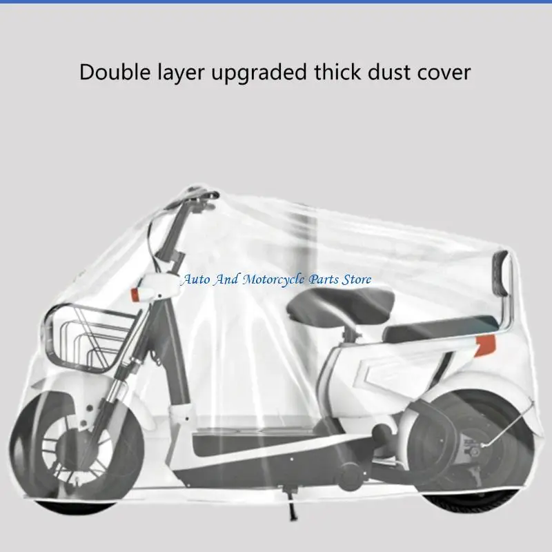 P9FD Disposable Transparent Motorcycle Cover Waterproof Enclosed Dustproof Protector Compatible for Bike Scooter Clean Secure