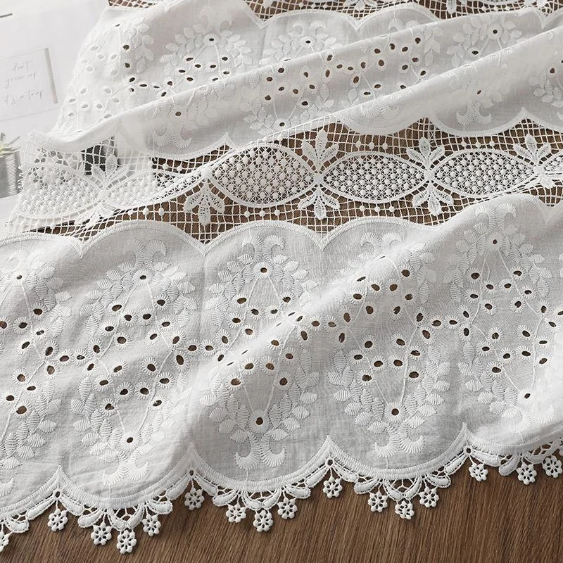 Grid Cotton fabric Striped Embroidery Eyelets Flowers Cotton Lace For DIY Boho Wedding Dress Boho dress