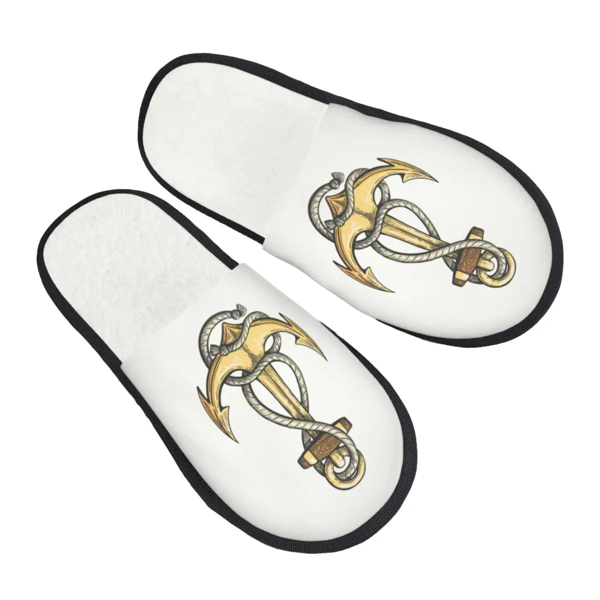 

Custom Nautical Anchor Memory Foam Slippers Women Cozy Warm Sailor Adventure House Slippers