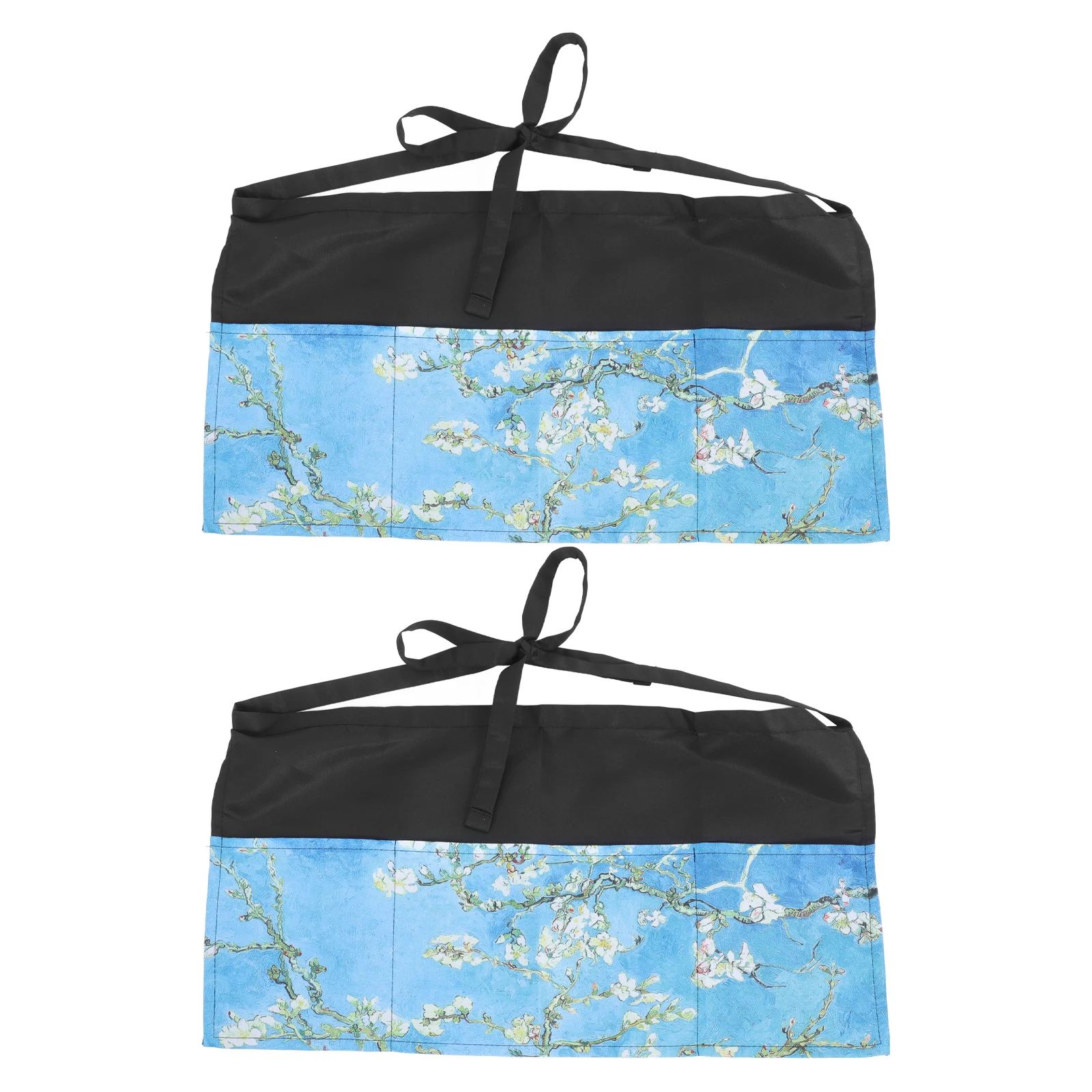 

2pcs Printed Apron For Women Men 3-Pocket Waist Chef Restaurant Reusable Stylish Waitress Waitering Service