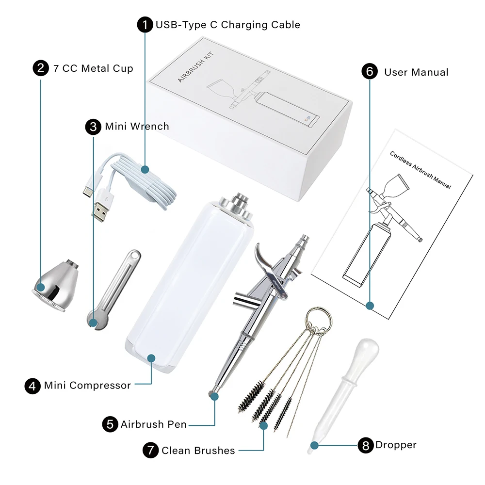 OEM Airbrush Cosmetics Makeup Nail Auto Start And Stop Wireless Art Body Paint Mini Air Brush Compressor Upgraded Kit Machine