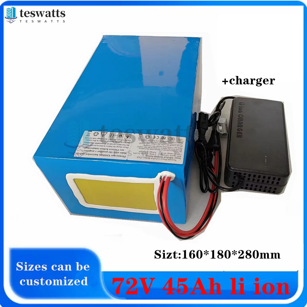 

customize 72v 45Ah li-ion battery lithium ion 80A BMS for 500w 3000w Tricycle scooter bike Motorcycle inverter +10A charger