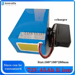 customize 72v 45Ah li-ion battery lithium ion 80A BMS for 500w 3000w Tricycle scooter bike Motorcycle inverter +10A charger