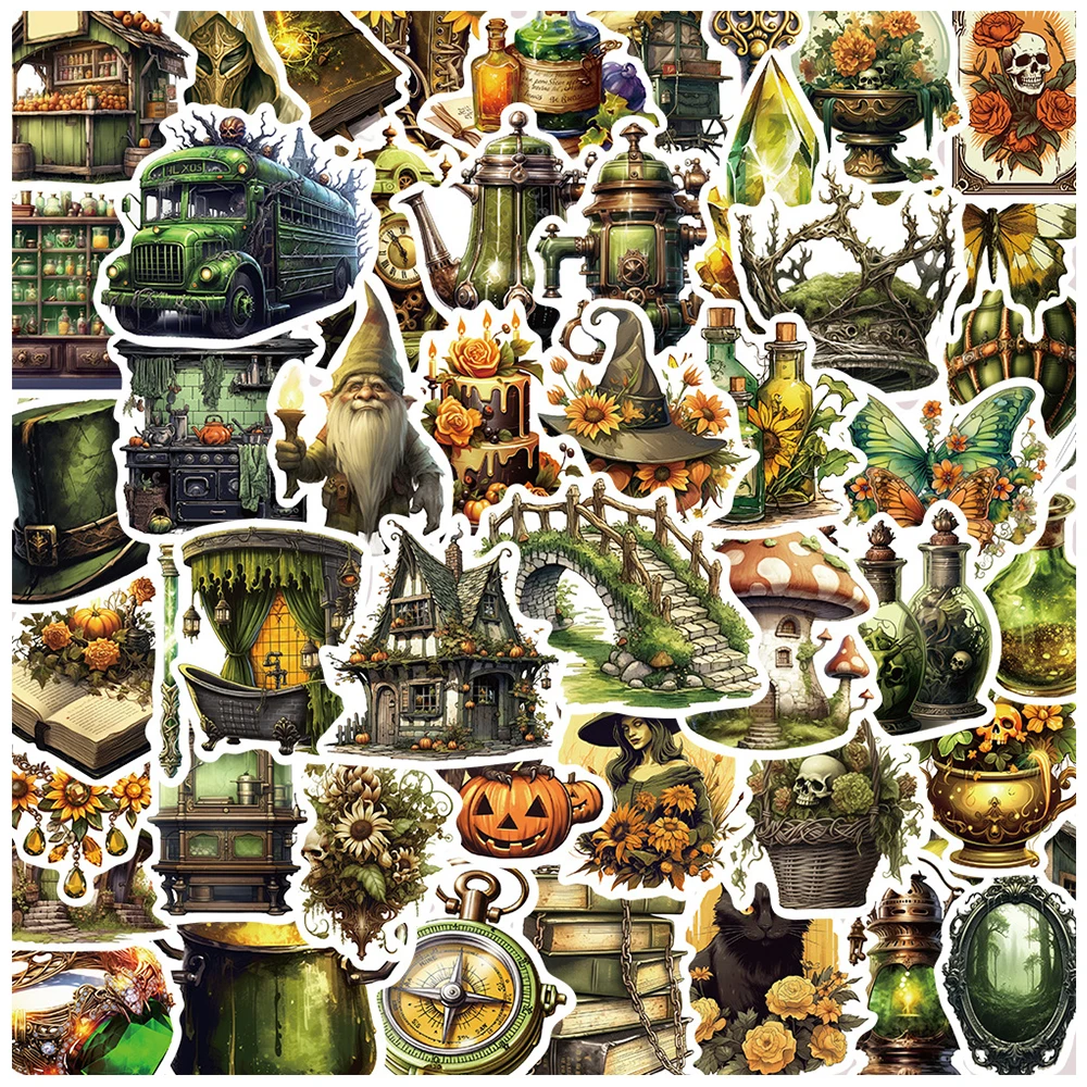 10/30/50 Stück Vintage Magic Forest Hexe Cartoon Aufkleber Cartoon Ästhetische Kunst Aufkleber DIY Skateboard Telefon Gepäck Aufkleber Pack
