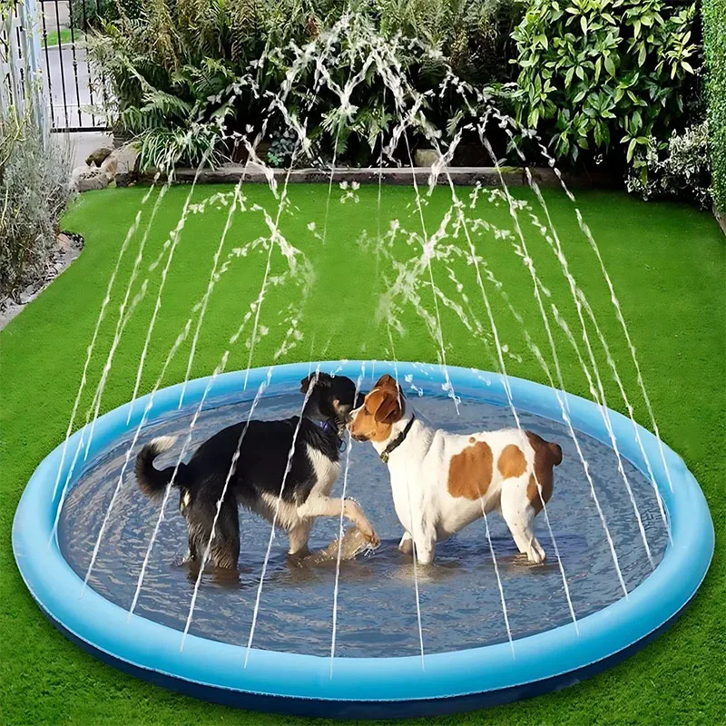 100/150/200cm Summer Foldable Pet Swimming Pool Inflatable Water Nozzle Mat Dog Children Outdoor Hip Play Water Spray Mat