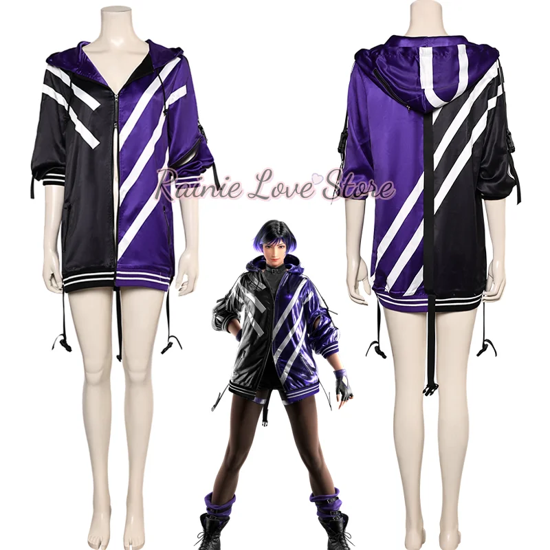 Game Tekken 8 Ling Reina Cosplay Coat Hoodie Reina Outfit Disguise Fantasia For Adult Women Tops Shorts Outfits Halloween