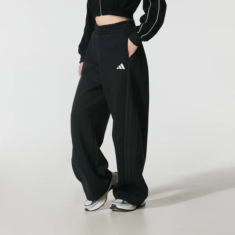 Adidas Women's Pants Sports Pants Fashionable Loose Breathable Casual Pants Straight-Leg Banana Pants Knitted Long Pants Kf2682