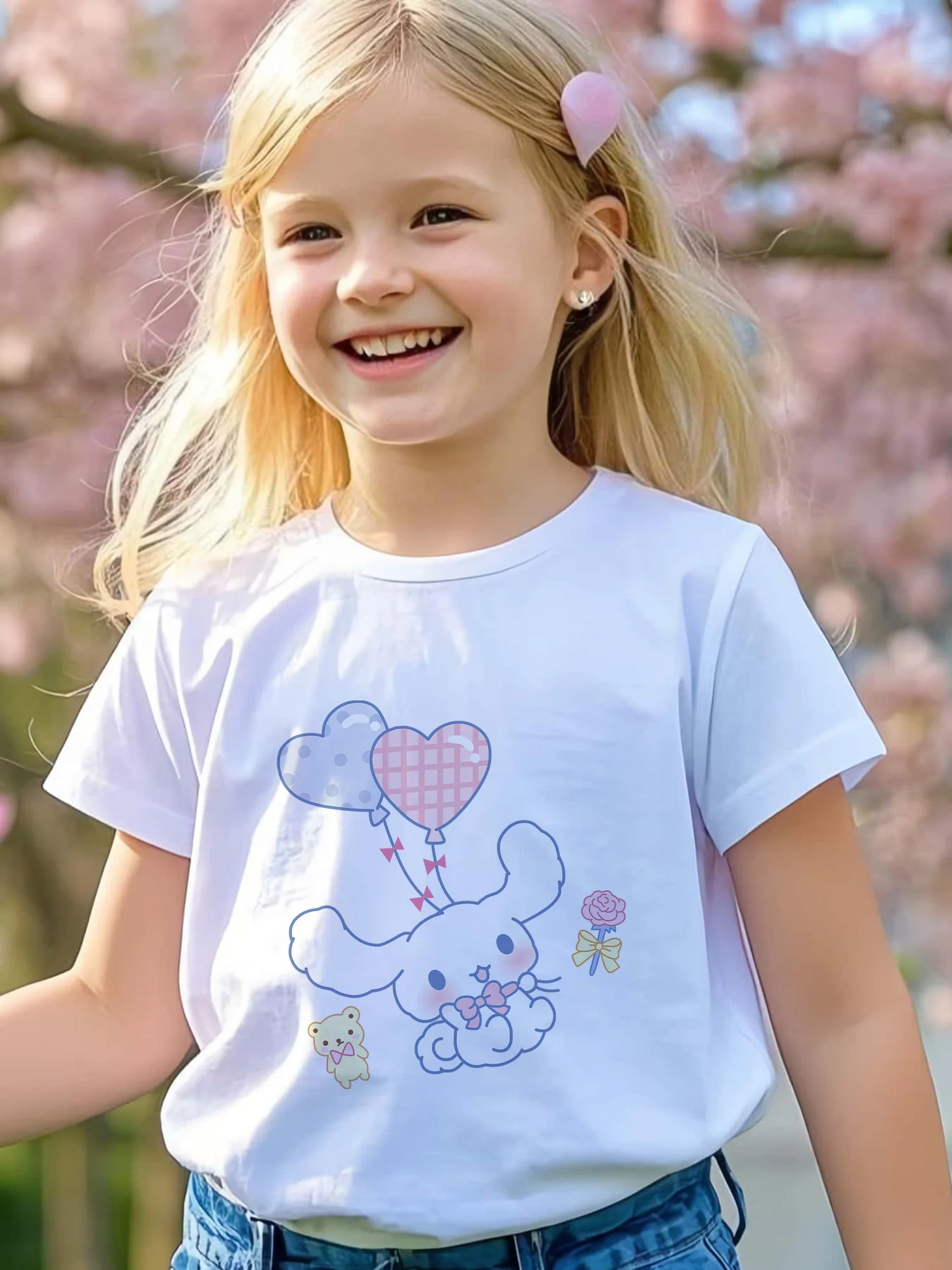 سينامورول طباعة الفتيات تي شيرت قصير الأكمام القطن تيز لطيف الكرتون Y2k بلايز الاطفال ملابس الطفل تي شيرت الصيف الأطفال تي شيرت #1