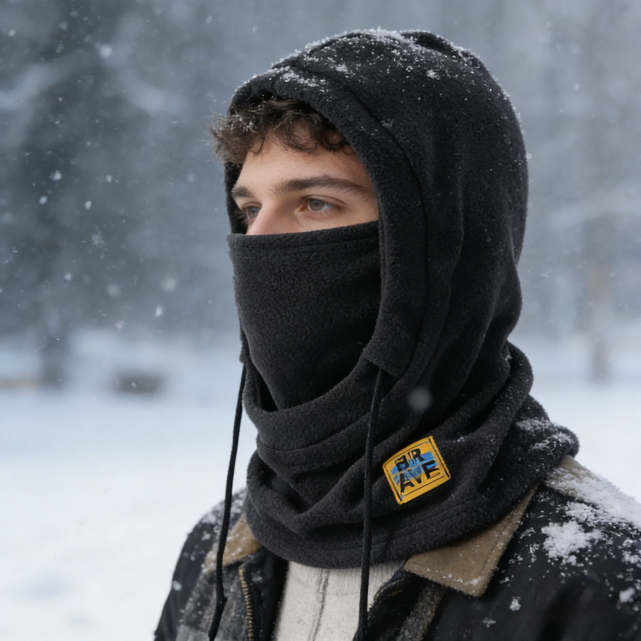 Winter-Kapuzenmütze mit Kordelzug, winddichte Skimaske, einfarbiger Fahrrad-Halswärmer, kältebeständige Outdoor-Maske, Damen-Kapuzenschal, Herren-Balaclava-Mütze, All-in-One-Warmhaltemütze