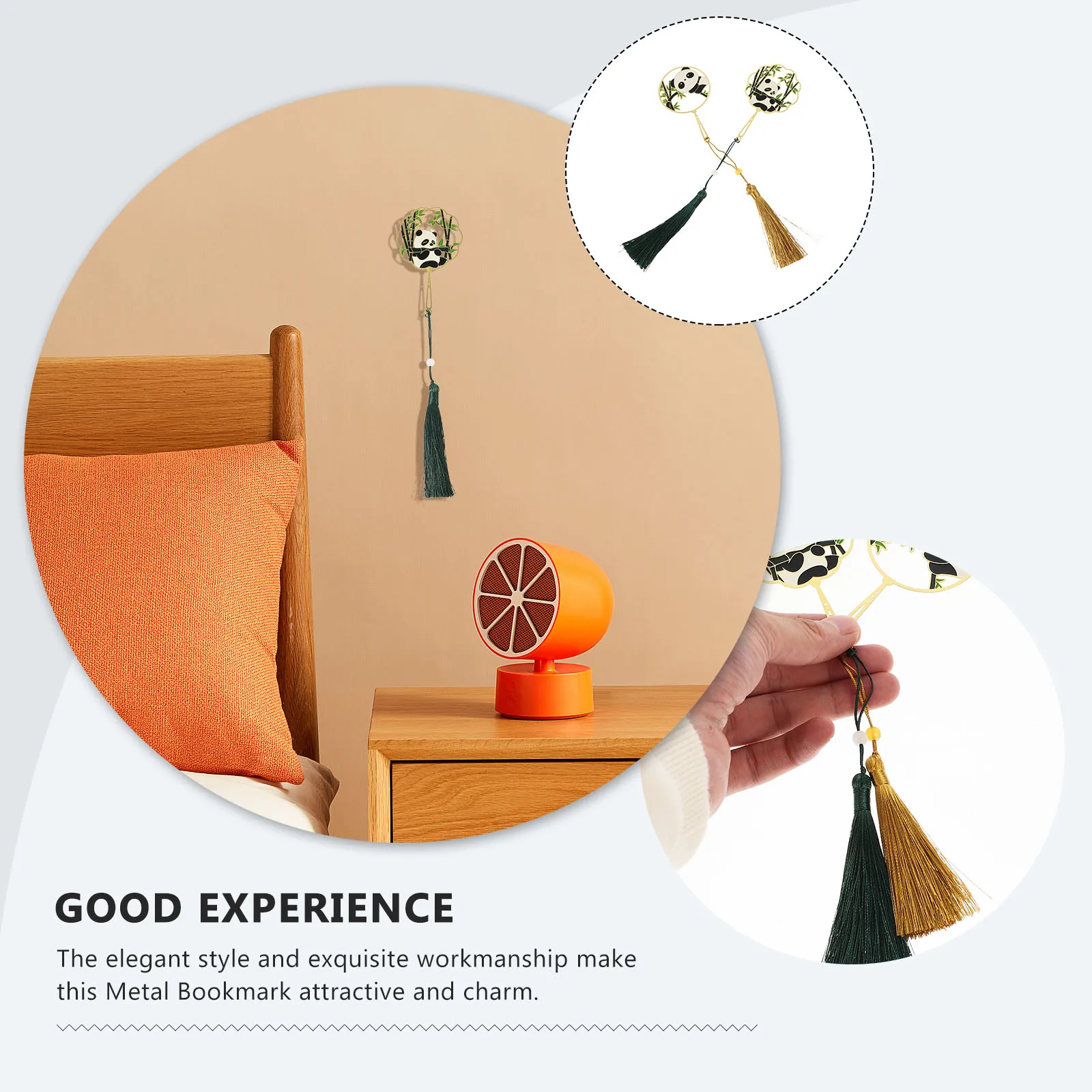 2Pcs 금속 팬더 북마크 독특한 만화 모양 책 페이지 마커 어린이를위한 휴대용 독서 마커 학생 사무실 사용