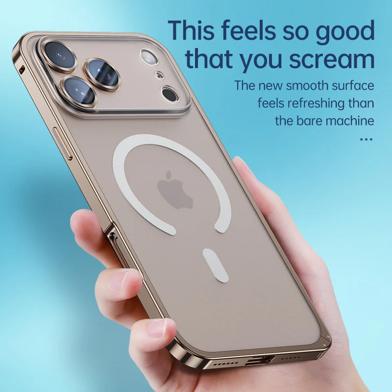 Aluminiowe etui na telefon iPhone 18, 17 Pro Max, 16, 15, 14, 13, 12 Pro Max Plus z obsługą ładowania bezprzewodowego MagSafe, z magnetycznym uchwytem i szklaną osłoną na obiektyw. — zdjęcie produktu 2