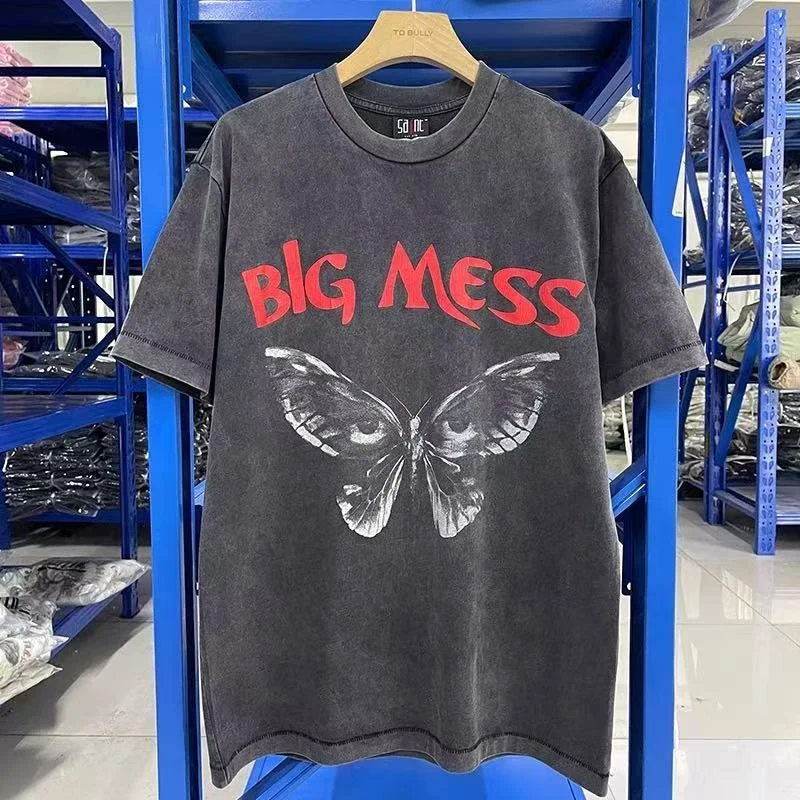 

2025 New Mens Womens saint Black Vintage Casual Printed Patterned Loose Round Neck Short Sleeve T-Shirt