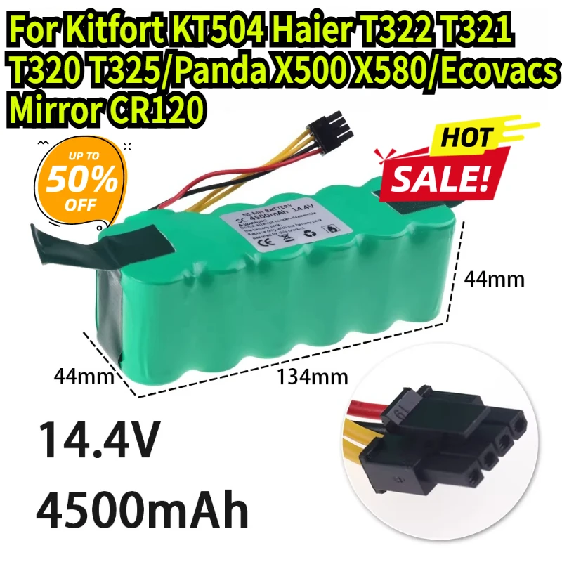 4500mAh 14.4V Sweeping Robot NiMH Battery for Kitfort KT504 Haier T322 T321 T320 T325/Panda X500 X580/Ecovacs Mirror CR120