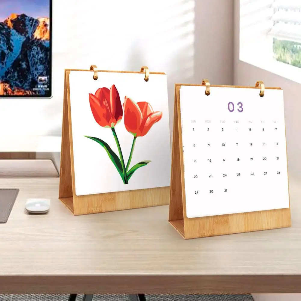 Calendario de escritorio edición 2026, planificador de mesa hecho a mano de 12 meses, números DIY, pintura familiar y calendario conmemorativo de amigos de Q2C2