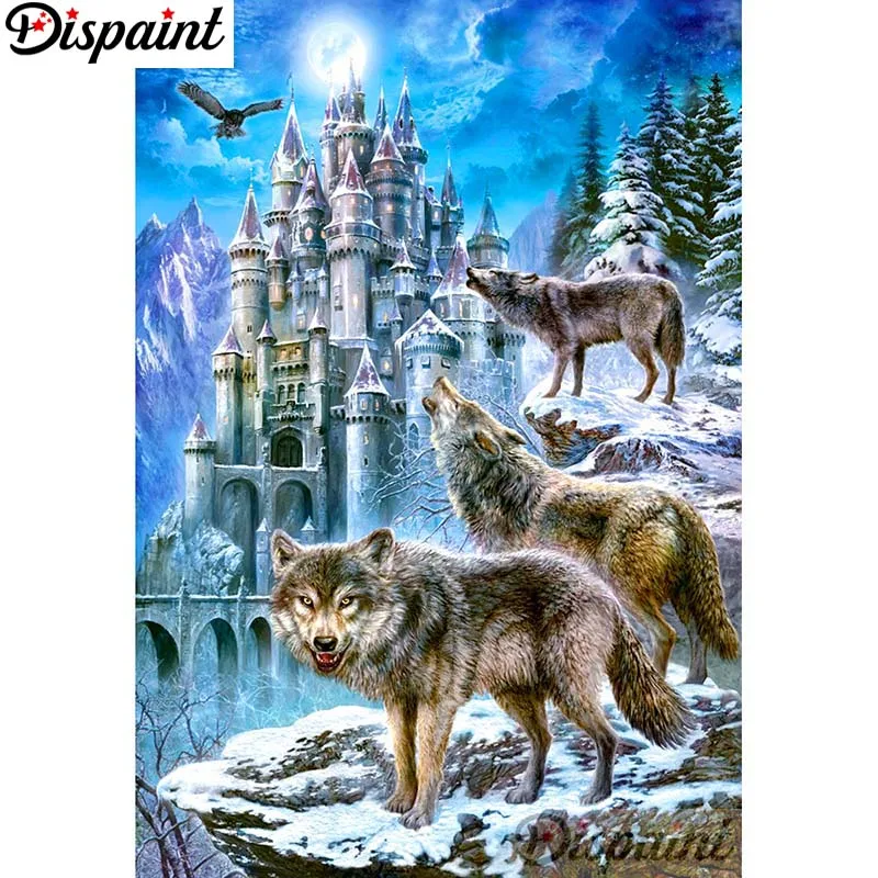 

Dispaint полная квадратная/круглая дрель 5D DIY алмазная живопись "животное волк пейзаж" 3D вышивка крестиком домашний декор подарок A11154