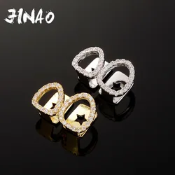 JINAO NEW 2024 Hip Hop Teeth Grillz Men Women Iced Out Hollow Double Tooth Cap Dental Grill Punk Rapper Cap Halloween Cosplay