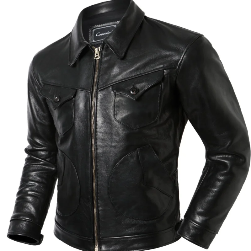 

Классический мужской джат из натуральной кожи Mendoza Farmer, оригинальный экологический верхний слой из воловьей кожи, масляный воск, молодежная верхняя одежда