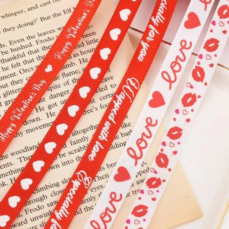 652F Gift Wrapping Ribbon Valentines Ribbon Heart Ribbon Flowers Bouquets Ribbon Red White Flowers Arrangements