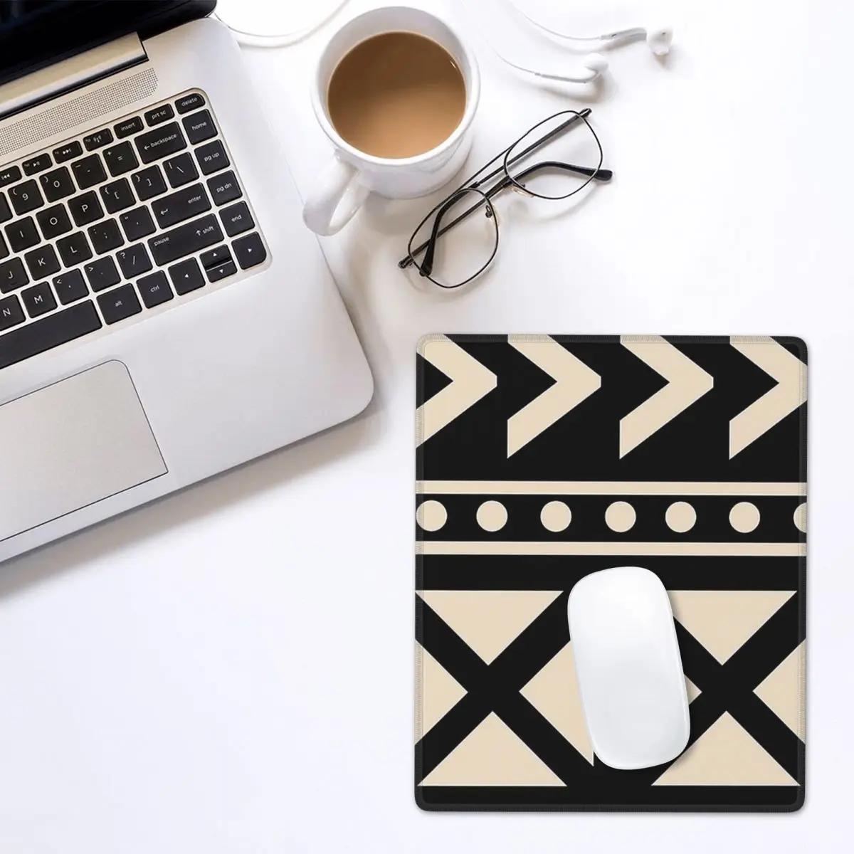 African Mud Cloth Black And White Trending Mouse Pad Gamer PC Laptop MatsKeyboard Carpet Computer GamingDesk Mat 7x9 in 22x18 cm